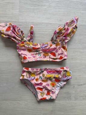 Posh Peanut Pink Barbie Print Girls' Two-Piece Bikini